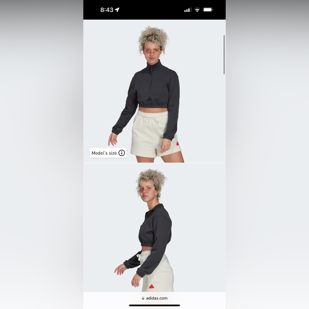 Adidas CROPPED HALF-ZIP SWEATSHIRT - Picture 2 of 3